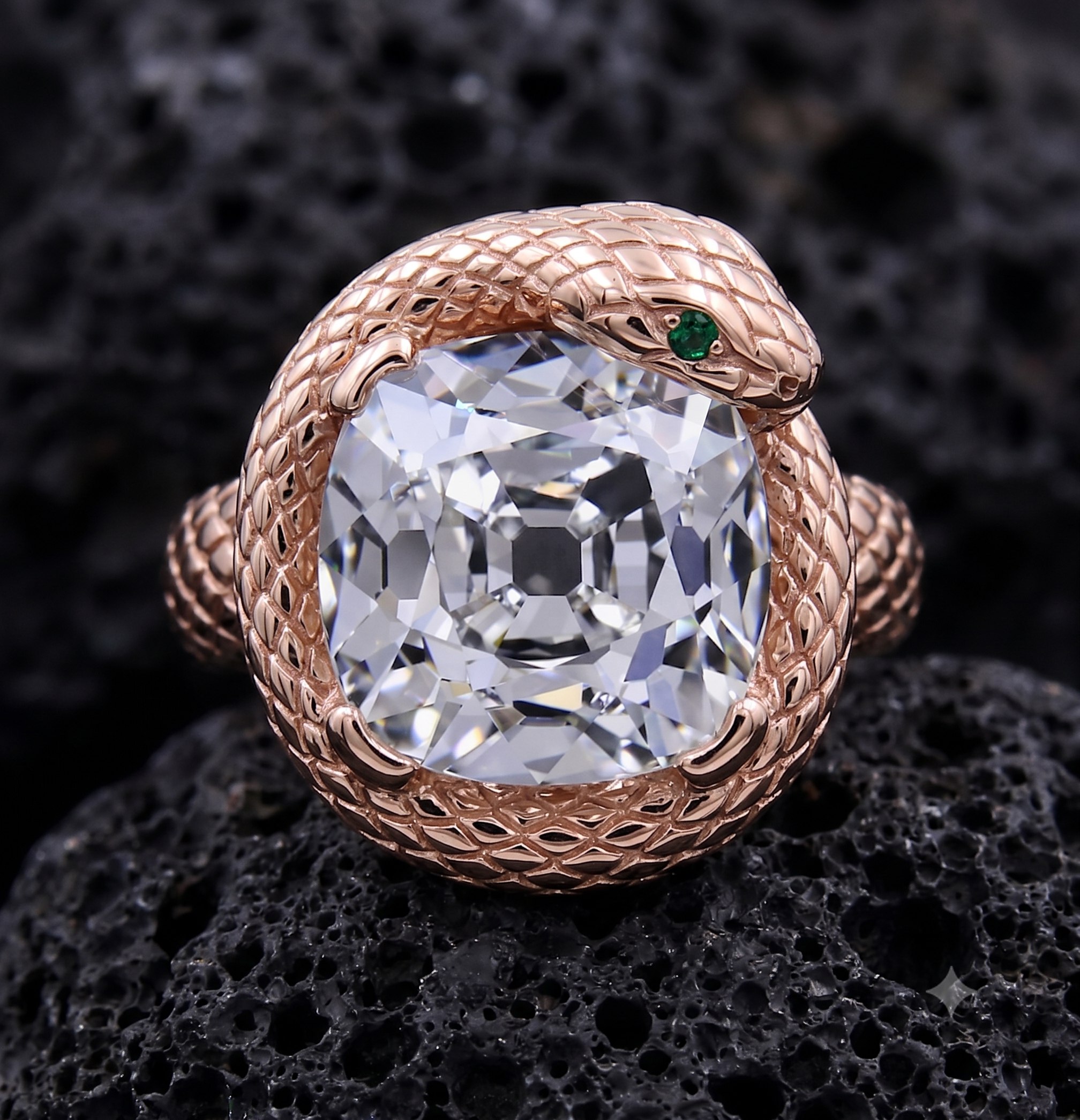 Sculptural serpent high jewelry ring