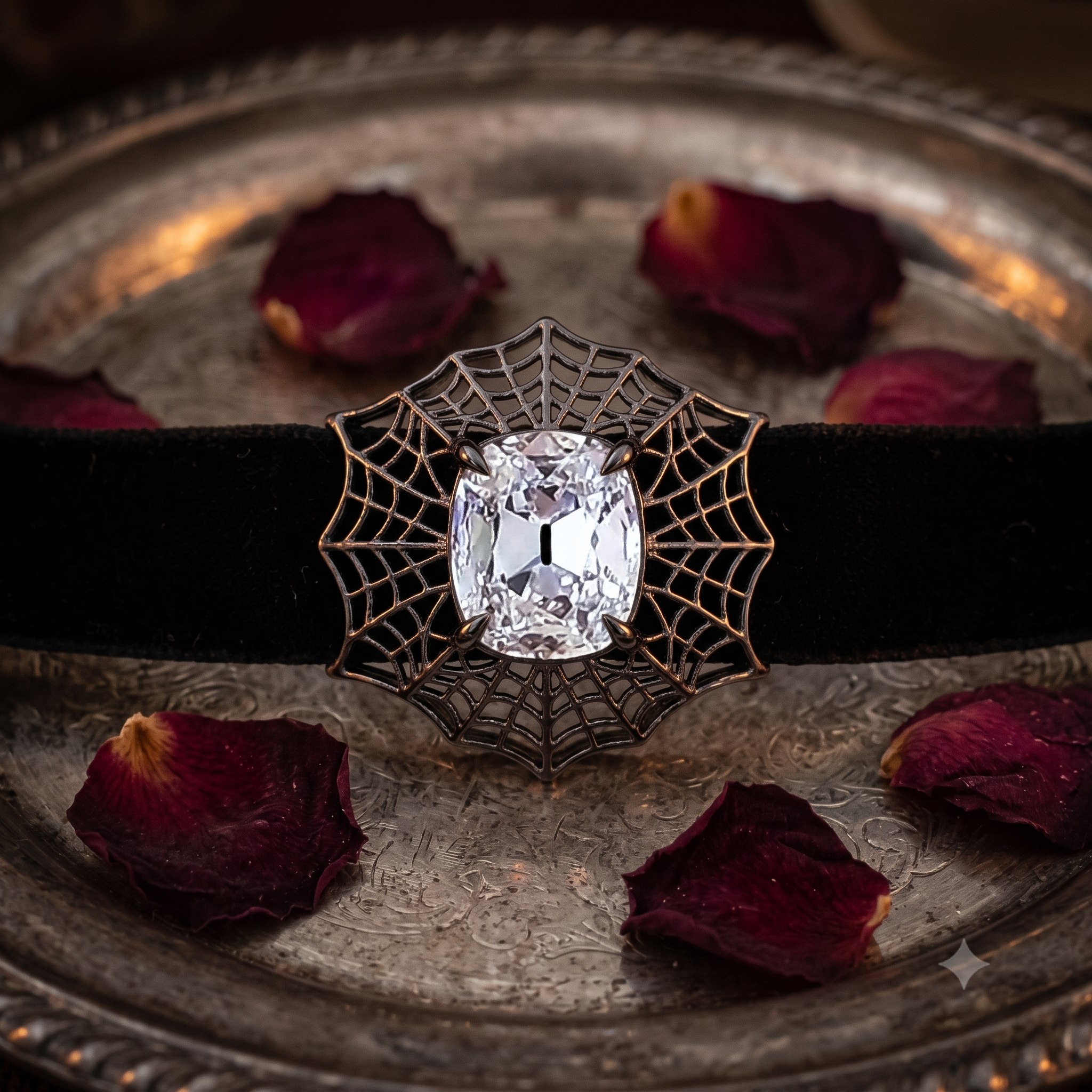 Sculptural diamond web brooch