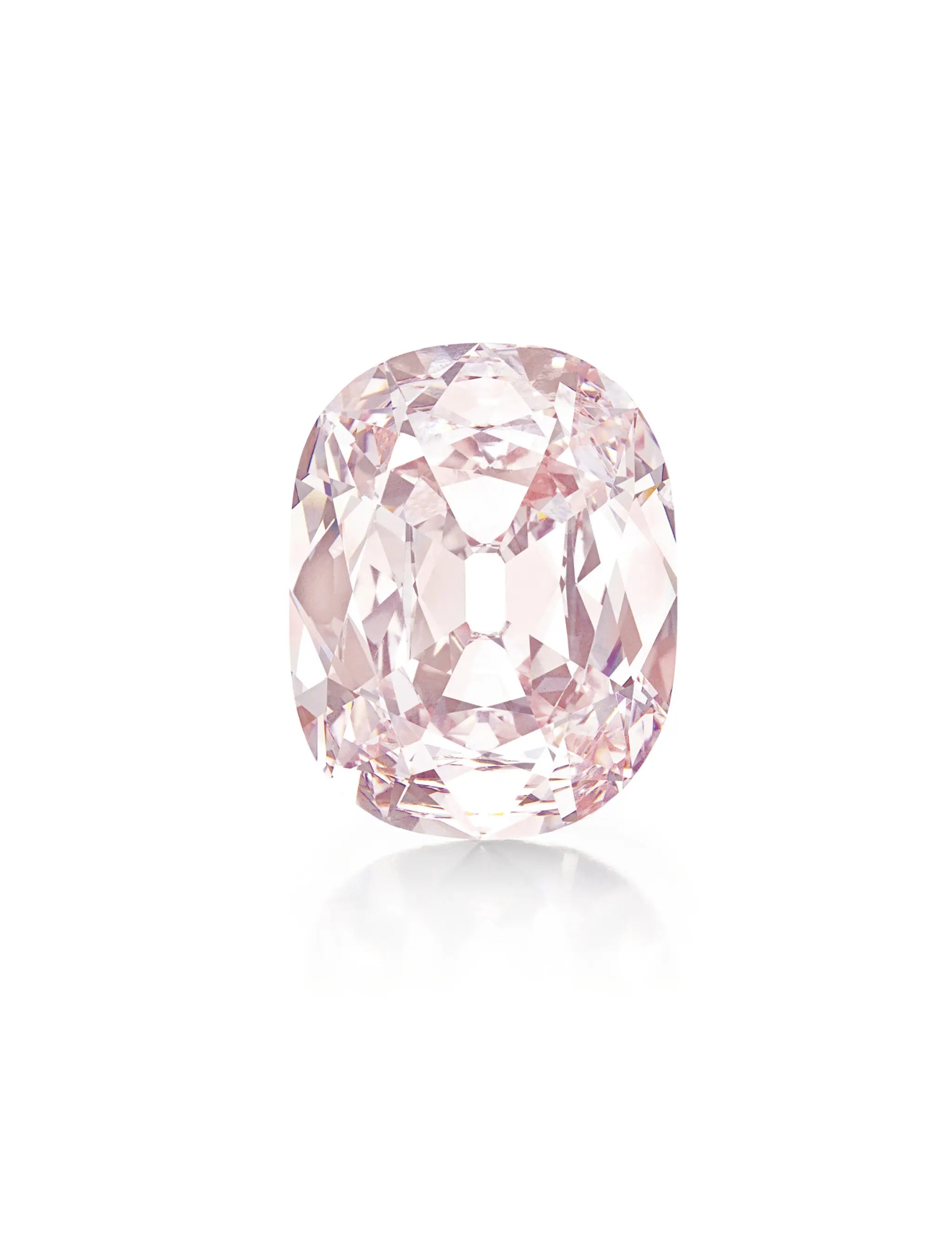 The Princie pink cushion diamond in the Christie's lot photograph.