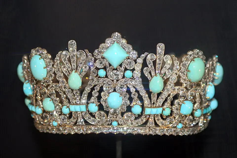 The Marie Louise Diadem with turquoise and old mine cut diamonds.
