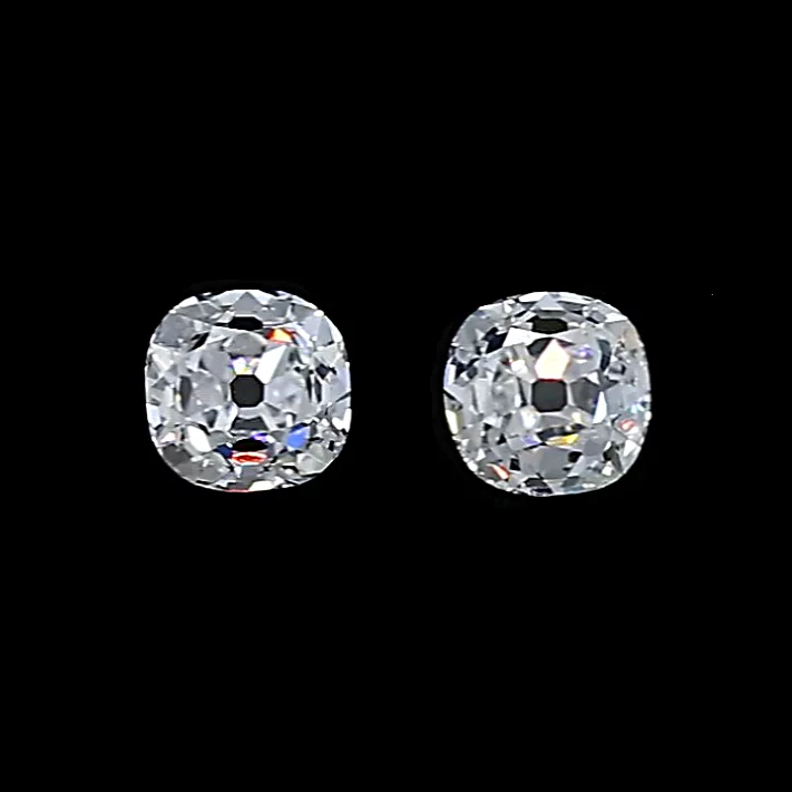 Pair 1.53 & 1.52 Ct. D VS1/SI1 Old Mine Cushions