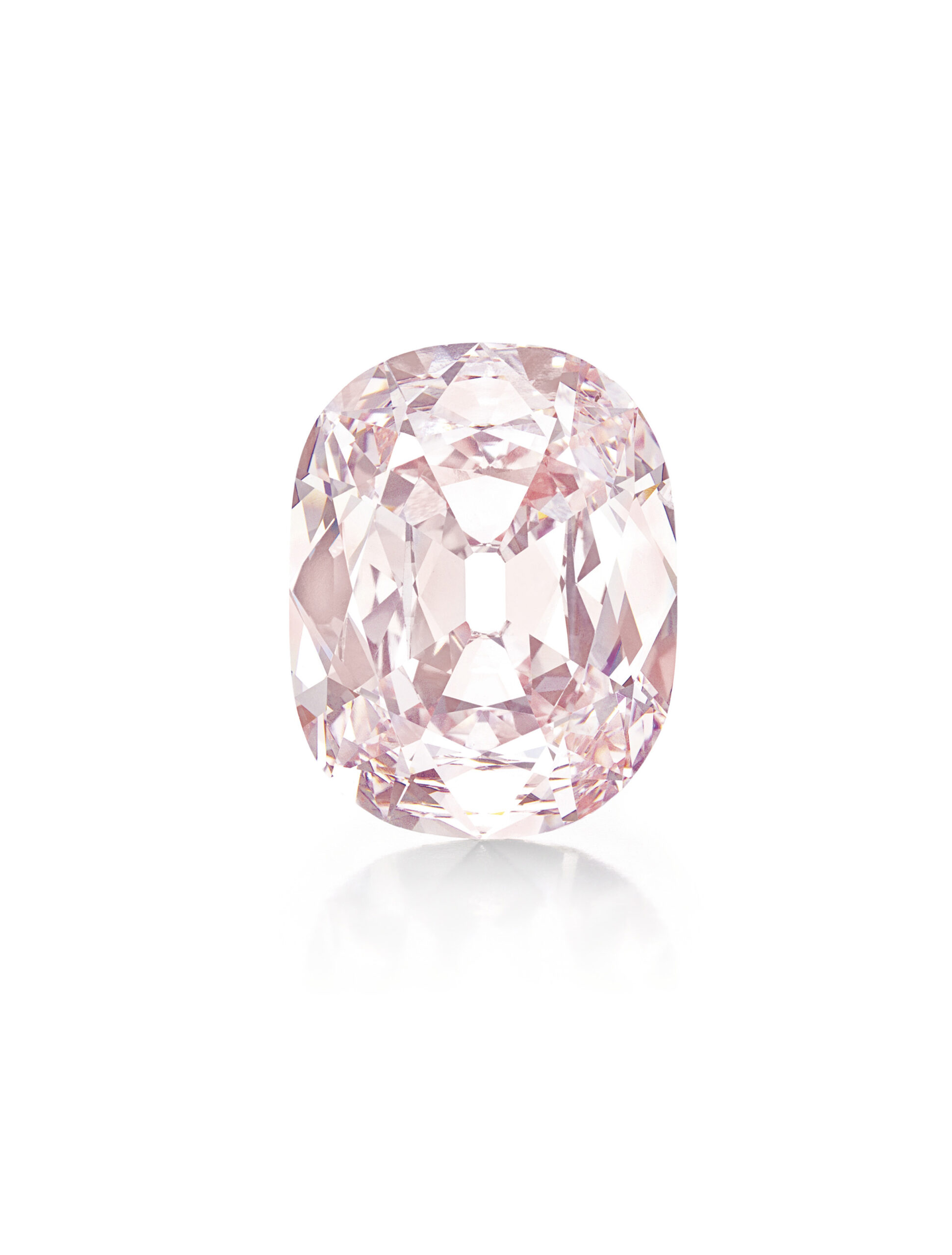 The Princie pink cushion diamond in the Christie's lot photograph.